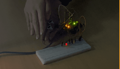 Second photo of the Arduino circuit prototype used to test responsive light changes.