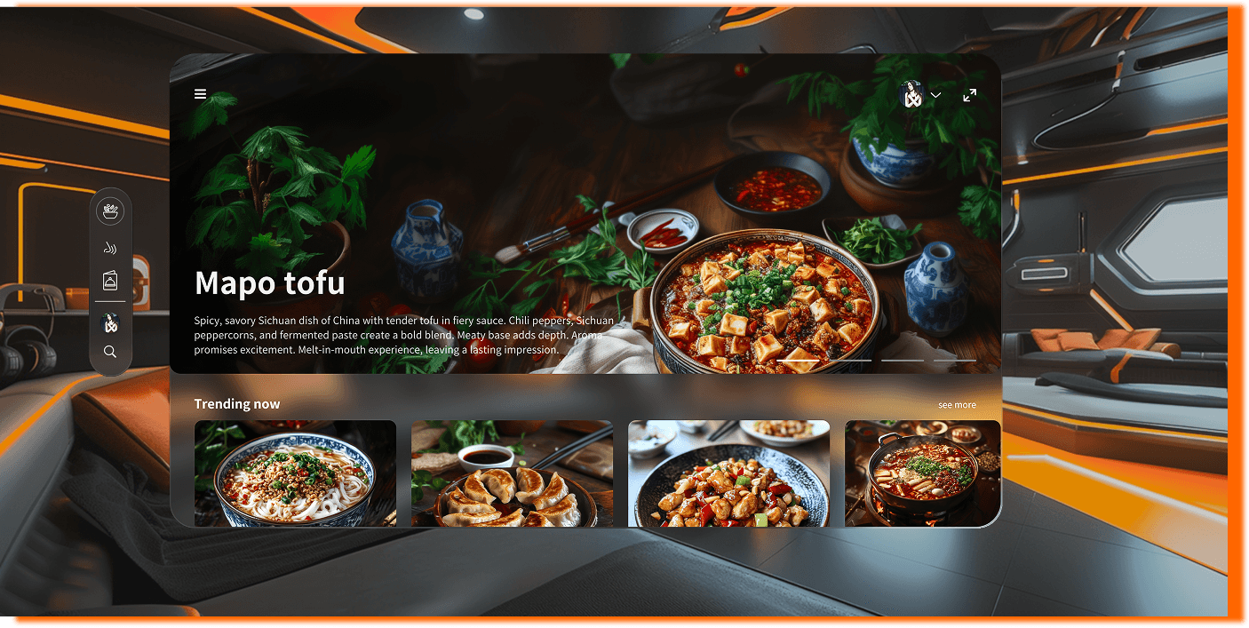 Taste Portal interface for choosing a desired flavour.