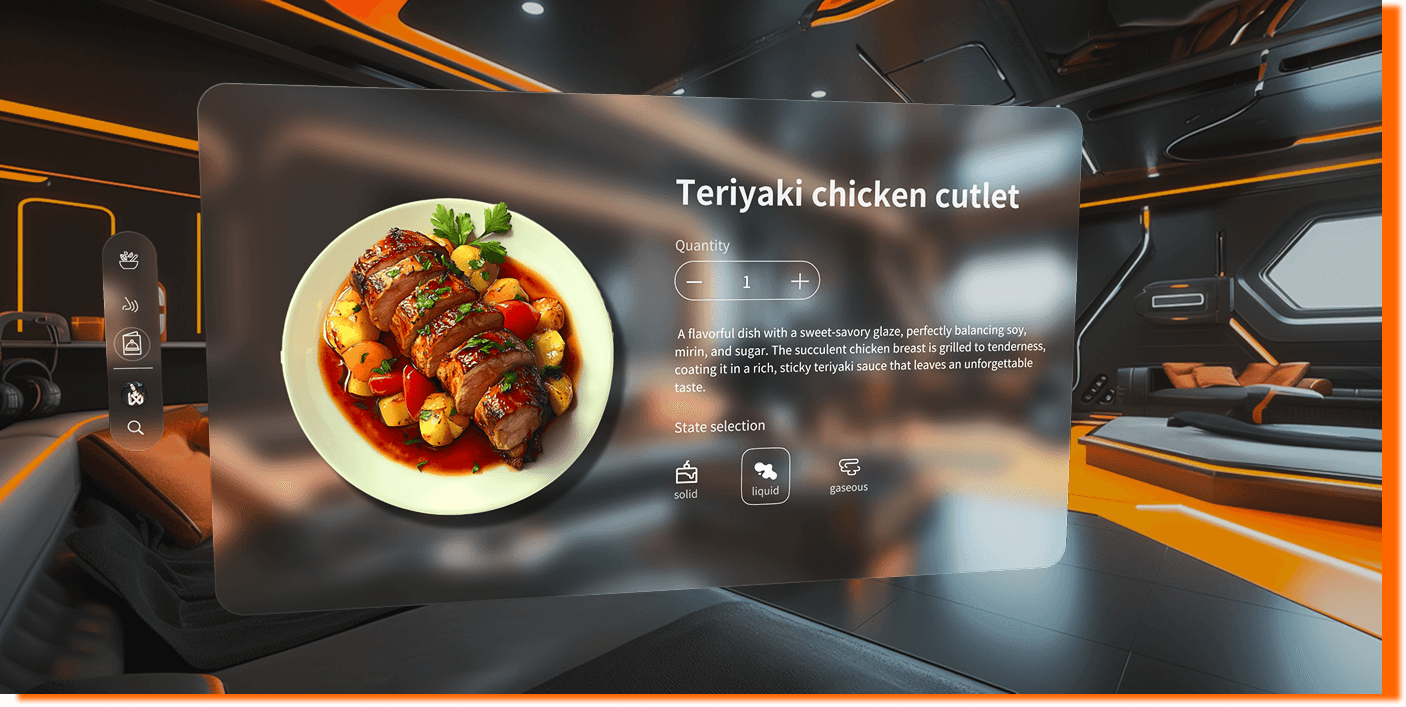 Taste Portal interface for choosing a molecular gastronomy state.